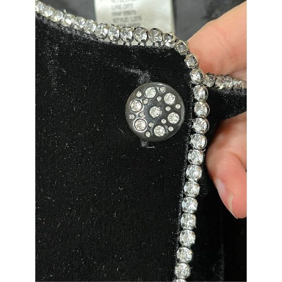 Vintage Ronni Nicole II By Ouida Black Velvet Rhinestone Button Down Blouse 3X - Picture 4 of 6